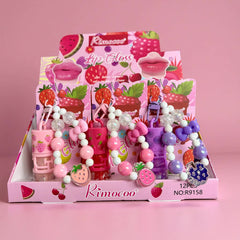 Rimocoo Fruity Lip Gloss Keychain Set – Cute Kawaii Gloss Collection with Beaded Charms