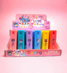 Stitch Inspired Mini Perfume Spray Set – 24PCS Cute Travel Size Perfume Atomizers Gift Display Box