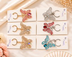 Rhinestone Butterfly Keychain – Sparkly Crystal Butterfly Bag Charm & Cute Purse Accessory