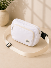White Belt Bag | Adjustable Fanny Pack for Women | Lightweight Waist Bag | Travel Crossbody Bag | Everyday Hands-Free Purse