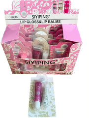 SIYIPING Lip Gloss & Lip Balm Set – 12 Pack Display | Moisturizing Lip Care Duo Wholesale Bulk Beauty