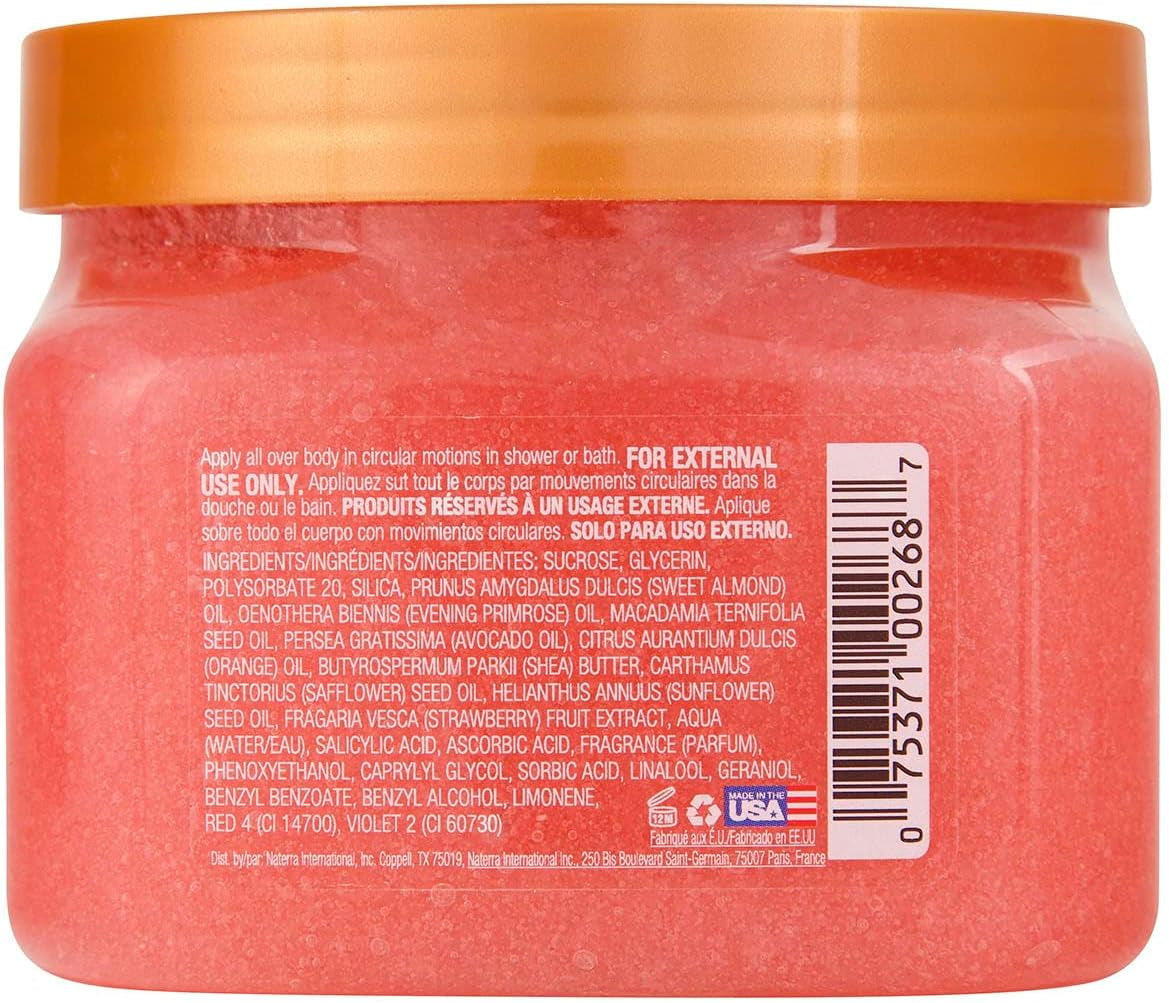 - Exfoliante Corporal De Azúcar - Strawberry - Bote 510 G - Contiene Ácido Beta Hidróxido Y Manteca De Karité - Ayuda a Restaurar El Brillo De La Piel - Nutre Y Suaviza La Piel Seca