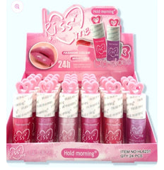 Hold Morning Kiss Me Heart Lip Gloss Set – 24 Piece Cute Glossy Lip Gloss Display Box | Pink Moisturizing Lip Gloss Collection