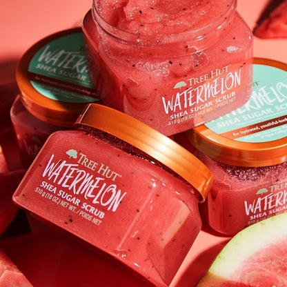 - Exfoliante Corporal De Azúcar - Watermelon - Bote 510 G - Contiene Vitamina C Y Manteca De Karité - Ayuda a Restaurar El Brillo De La Piel - Nutre En Profundidad Y Suaviza La Piel Seca