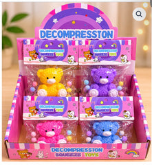 12 Piece Bear Decompression Squeeze Toy Display Box | Cute Sensory Stress Relief Squishy Toys Wholesale