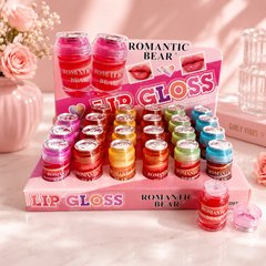 Romantic Bear Color Changing Lip Gloss Set – Cute Moisturizing Mini Lip Gloss Display Collection