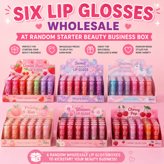 6 Random Wholesale Lip Gloss Boxes – Starter Beauty Business Bundle for Resellers & Boutiques