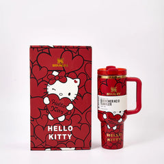Hello Kitty Inspired 40oz Quencher Tumbler Gift Set – Cute Valentine Hearts Cup with Straw & Accessories