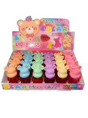 Cute Bear Lip Gloss – Kawaii Glitter Lip Gloss with Bear Cap | Moisturizing Shiny Lip Gloss