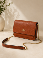 Brown Crossbody Purse for Women | Designer Inspired Chain Strap Handbag | Faux Leather Shoulder Bag | Small Fashion Purse | Gift for Her